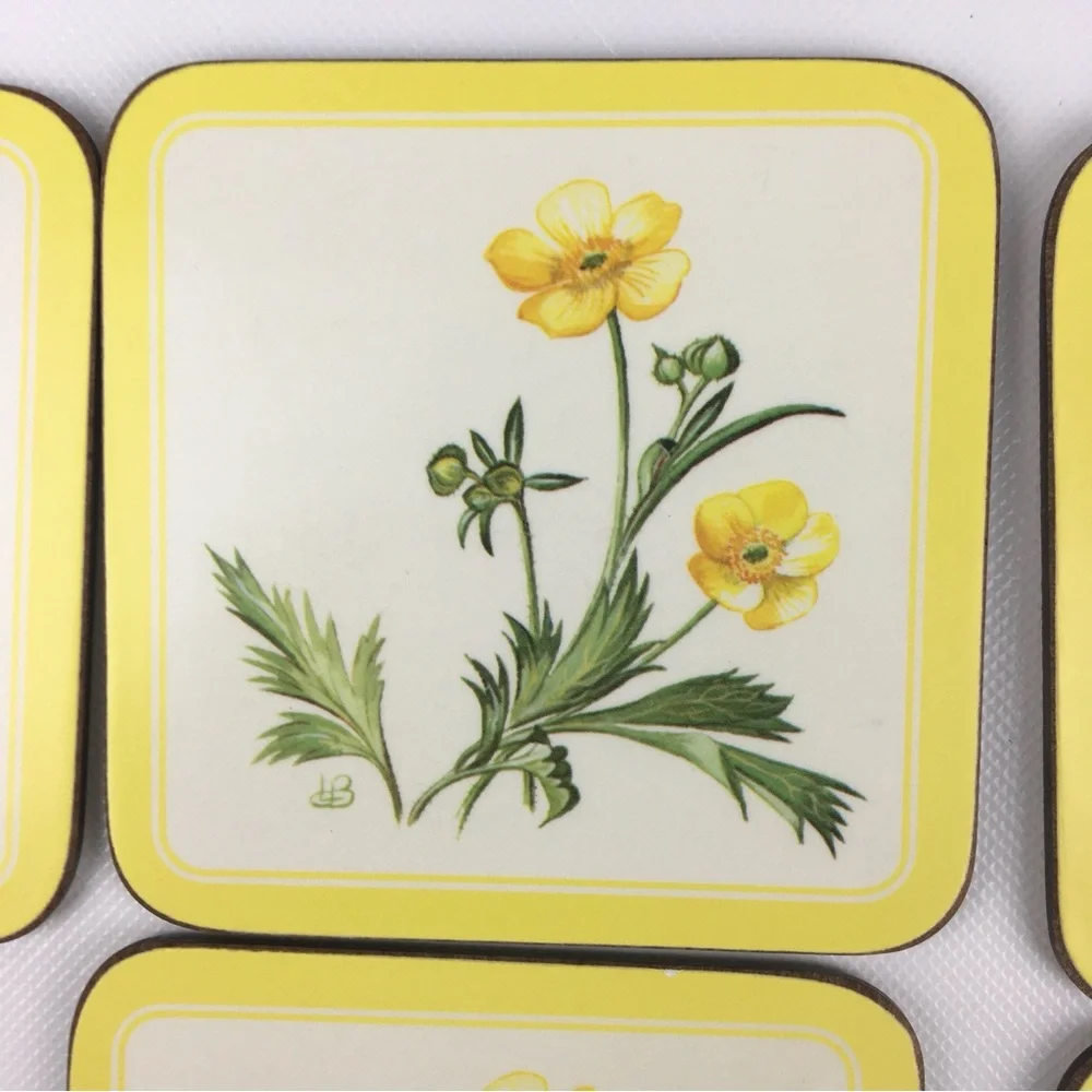 Vintage Pimpernel Yellow Floral Placemats and Coasters Set